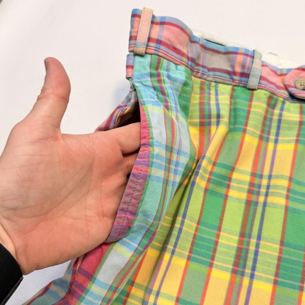 Polo Ralph Lauren Pants Mens 38x30 Multicolor Madras Plaid Cotton Chino Preppy - Picture 10 of 12